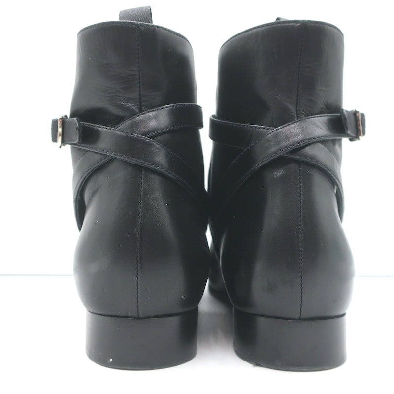 Prada Jodhpur Ankle Boots Black Leather Size 37