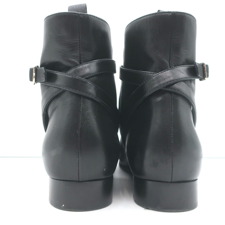 Prada Jodhpur Ankle Boots Black Leather Size 37