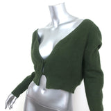 Jacquemus Le Cardigan Alzou Cropped Sweater Green Mohair-Blend Size 42