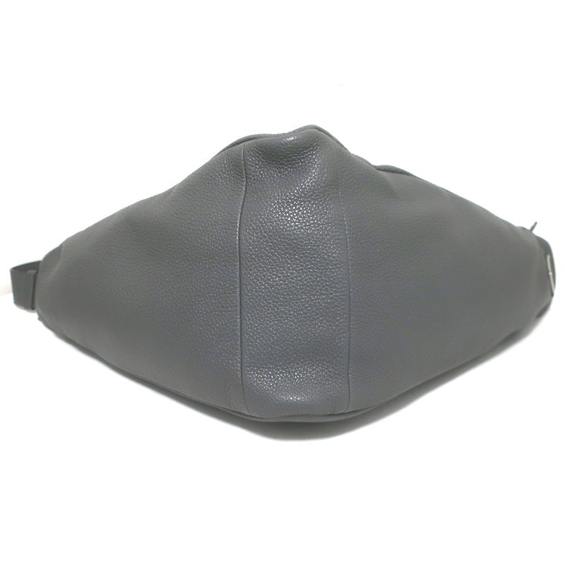 Prada Large Triangle Bag Gray Grained Leather NEW