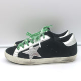 Golden Goose Archive Sneakers Black Suede & Silver Metallic Leather Size 36 NEW