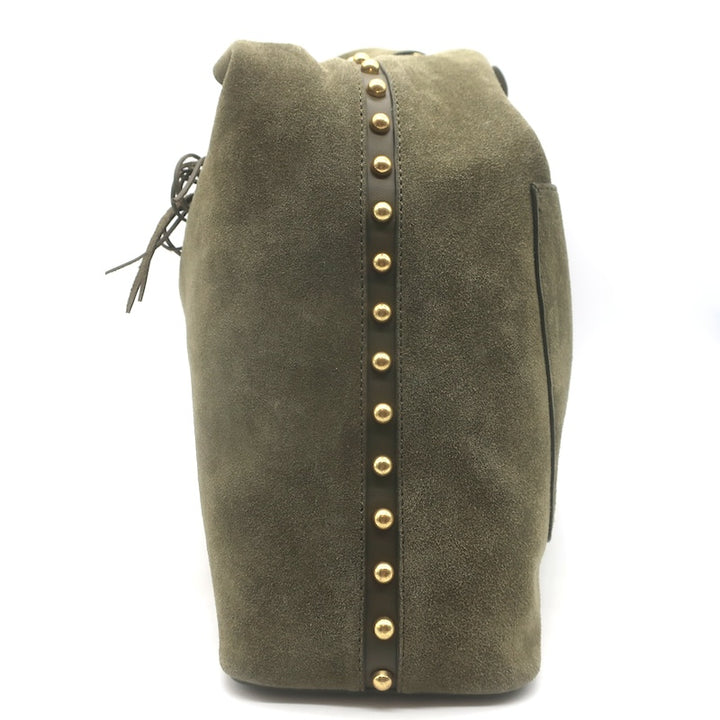 Rebecca Minkoff Nolita Studded Suede Hobo Olive Large Shoulder Bag NEW