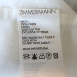 Zimmermann Carnaby Puff Sleeve Mini Dress White Ditsy Floral Print Linen Size 1