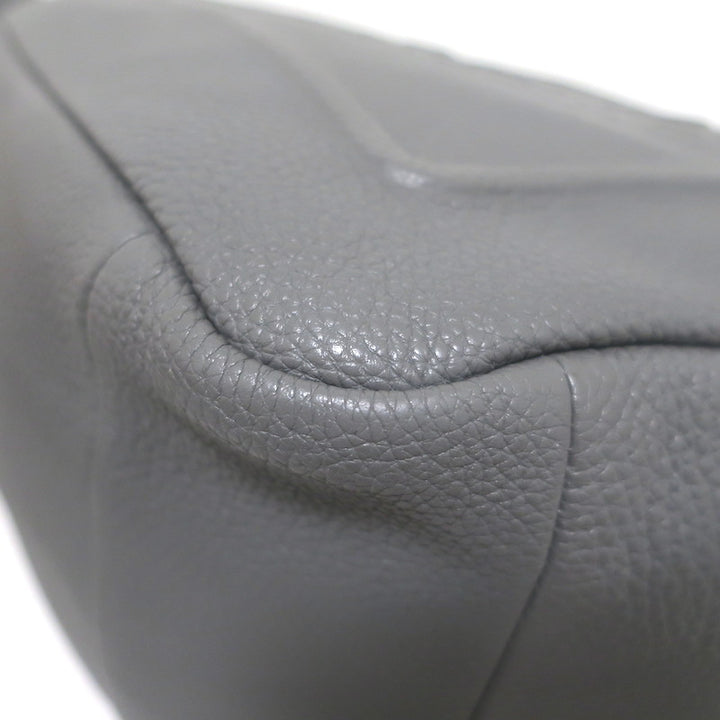 Prada Large Triangle Bag Gray Grained Leather NEW