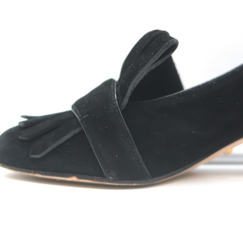 Gucci GG Marmont Fringed Suede Pumps Black Size 37.5
