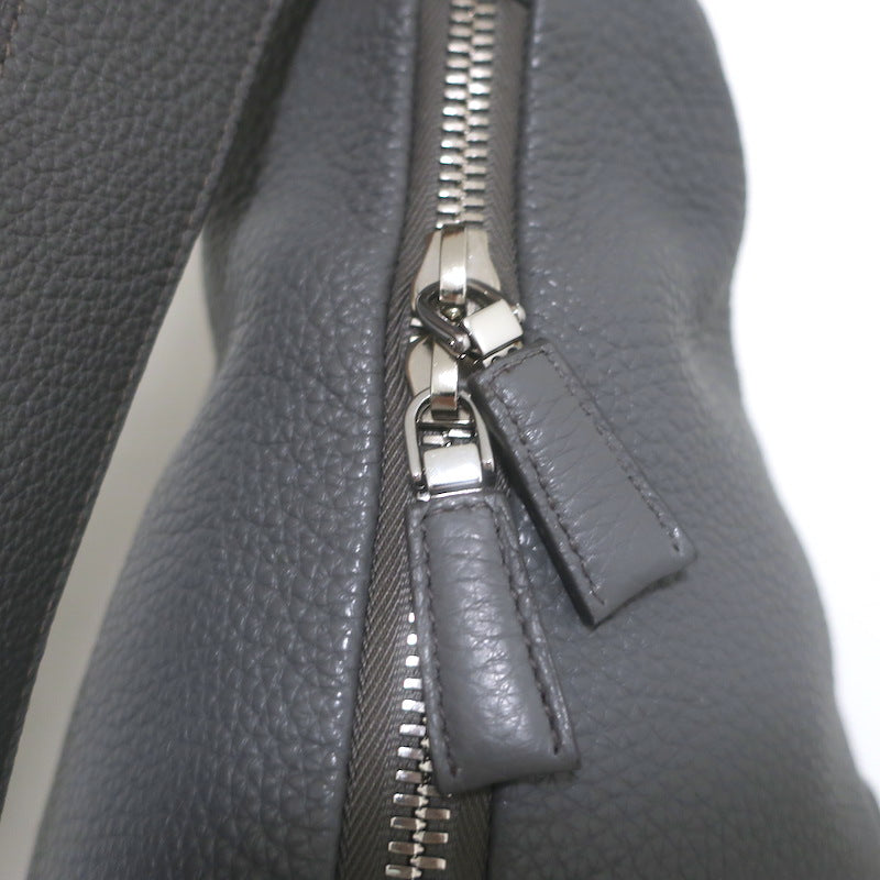 Prada Large Triangle Bag Gray Grained Leather NEW