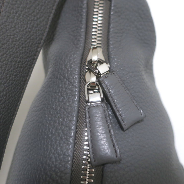 Prada Large Triangle Bag Gray Grained Leather NEW