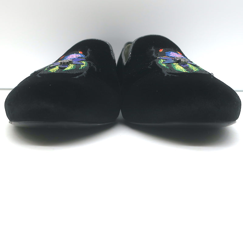 Tory Burch Easton Scarab Smoking Slippers Black Velvet Size 10 Slip-On Flats