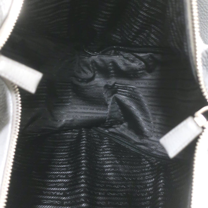 Prada Large Triangle Bag Gray Grained Leather NEW