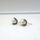 David Yurman Cable Pearl Stud Earrings with Diamonds Sterling Silver