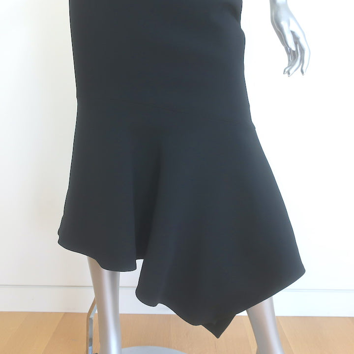 Cinq a Sept Dulcina One-Shoulder Asymmetrical Midi Dress Black Crepe Size 4