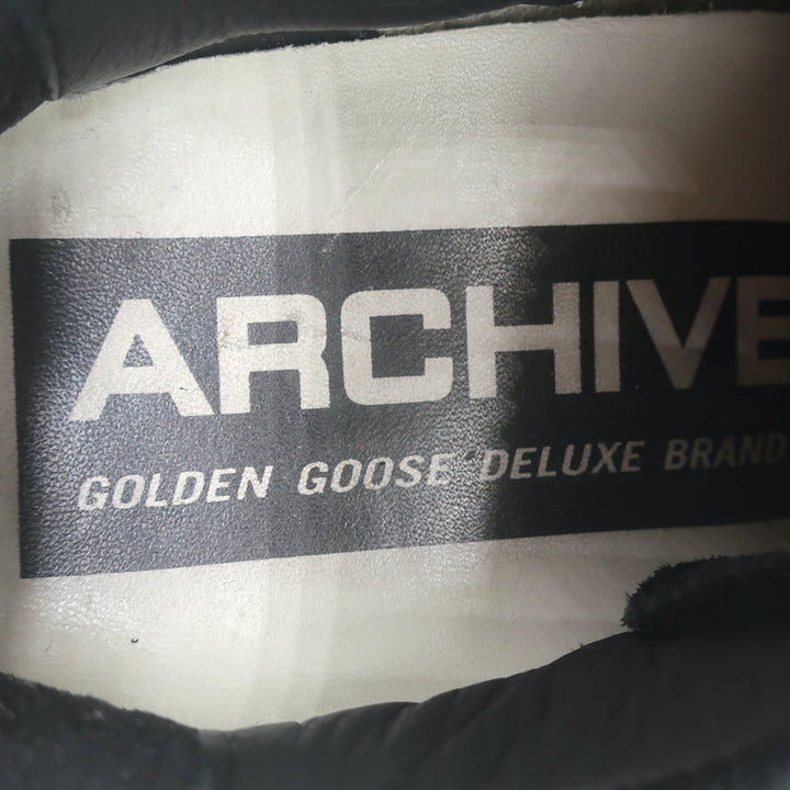 Golden Goose Archive Sneakers Black Suede &amp; Silver Metallic Leather Size 36 NEW