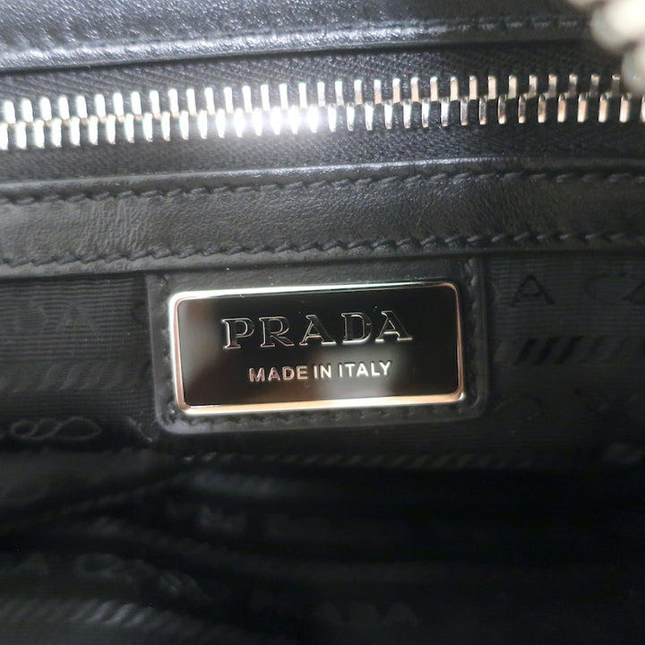 Prada Large Triangle Bag Gray Grained Leather NEW