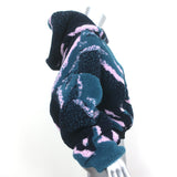 Aries Cropped Hooded Jacket Blue/Black Printed Fleece Size Large