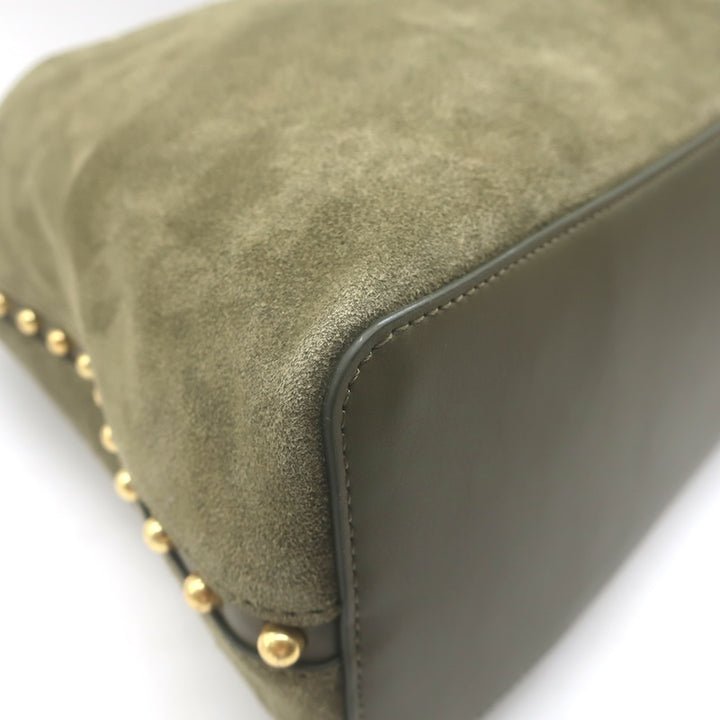 Rebecca Minkoff Nolita Studded Suede Hobo Olive Large Shoulder Bag NEW