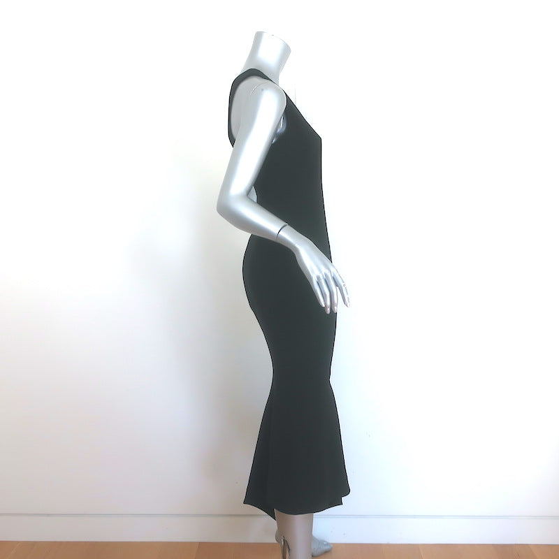Cinq a Sept Dulcina One-Shoulder Asymmetrical Midi Dress Black Crepe Size 4