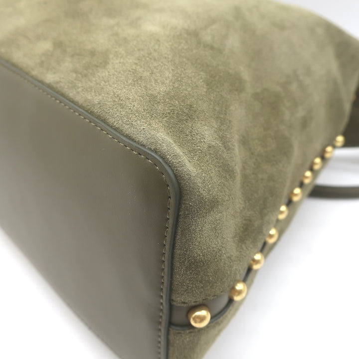 Rebecca Minkoff Nolita Studded Suede Hobo Olive Large Shoulder Bag NEW