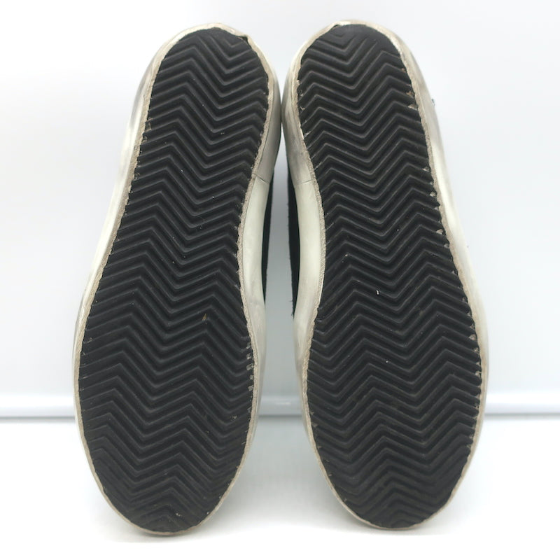 Golden Goose Archive Sneakers Black Suede &amp; Silver Metallic Leather Size 36 NEW