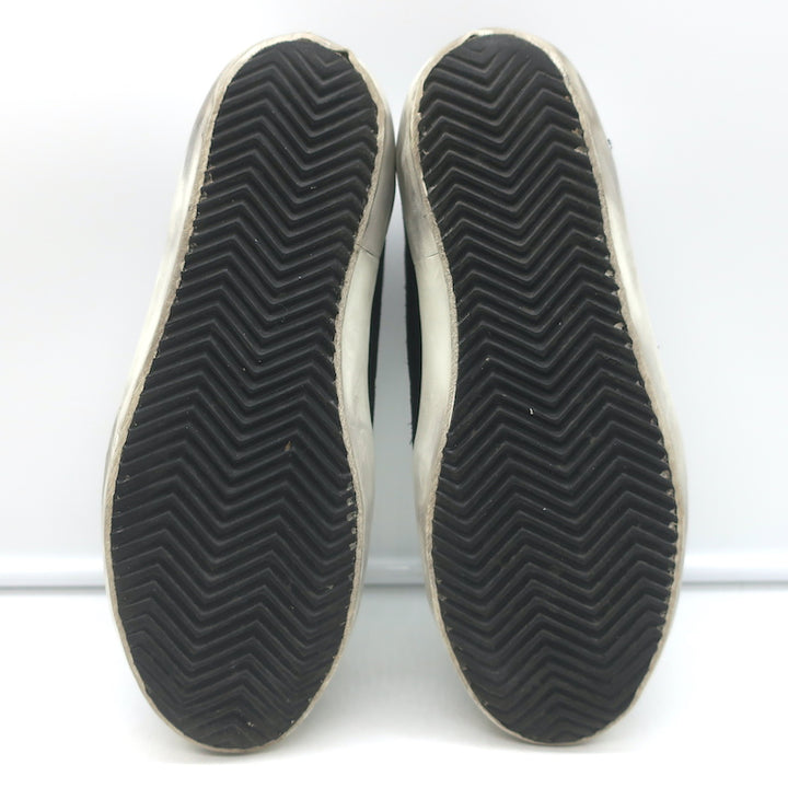 Golden Goose Archive Sneakers Black Suede &amp; Silver Metallic Leather Size 36 NEW