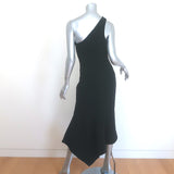 Cinq a Sept Dulcina One-Shoulder Asymmetrical Midi Dress Black Crepe Size 4