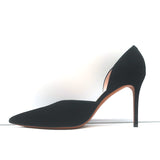 Celine d'Orsay Pumps Black Suede Size 38.5 Pointed Toe Heels