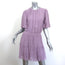 Vanessa Bruno Mini Dress Romea Lavender Smocked Seersucker Size 38 Short Sleeve