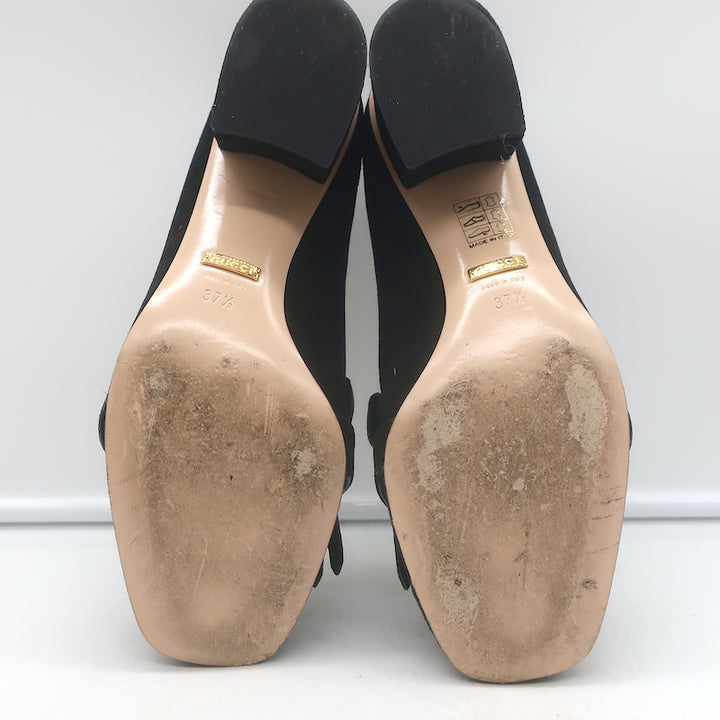 Gucci GG Marmont Fringed Suede Pumps Black Size 37.5