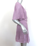 Vanessa Bruno Mini Dress Romea Lavender Smocked Seersucker Size 38 Short Sleeve