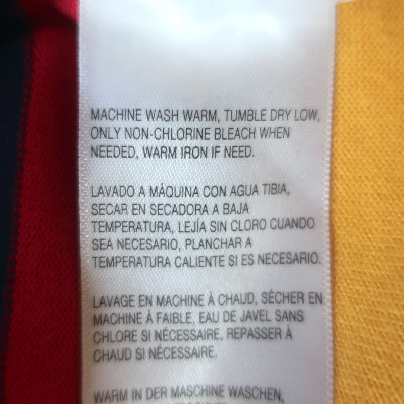 MOTHER The Long Sleeve Huddle Striped Polo Shirt Navy/Red Size Medium NEW