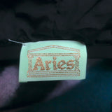 Aries Cropped Hooded Jacket Blue/Black Printed Fleece Size Large