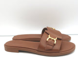Chloe Marcie Buckled Slide Sandals Brown Leather Size 38 NEW