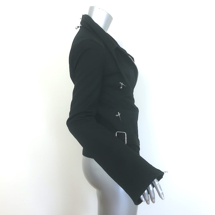 Courreges Perfecto Moto Jacket Black Modular Cotton Size 34