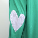 Kerri Rosenthal Heart Elbow Patch Shirt Green Size Large Long Sleeve Top