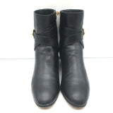 Jimmy Choo Blanka Wraparound-Buckle Ankle Boots Black Leather Size 38.5