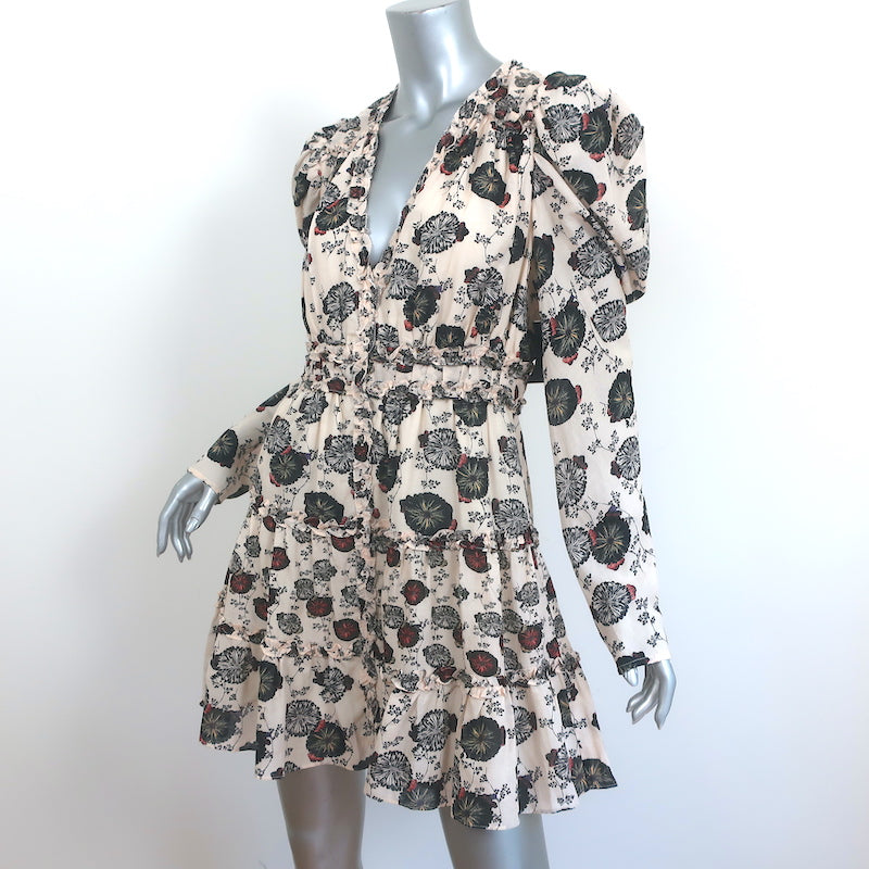 Ulla Johnson Ruffled Mini Dress Winsor Gardenia Print Voile Size 6 NEW