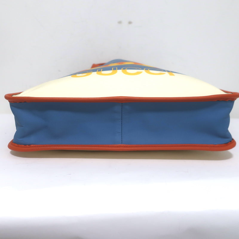 Gucci Kids Interlocking G Logo Striped Nylon Tote Bag Orange/Blue NEW