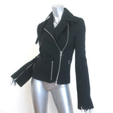 Courreges Perfecto Moto Jacket Black Modular Cotton Size 34
