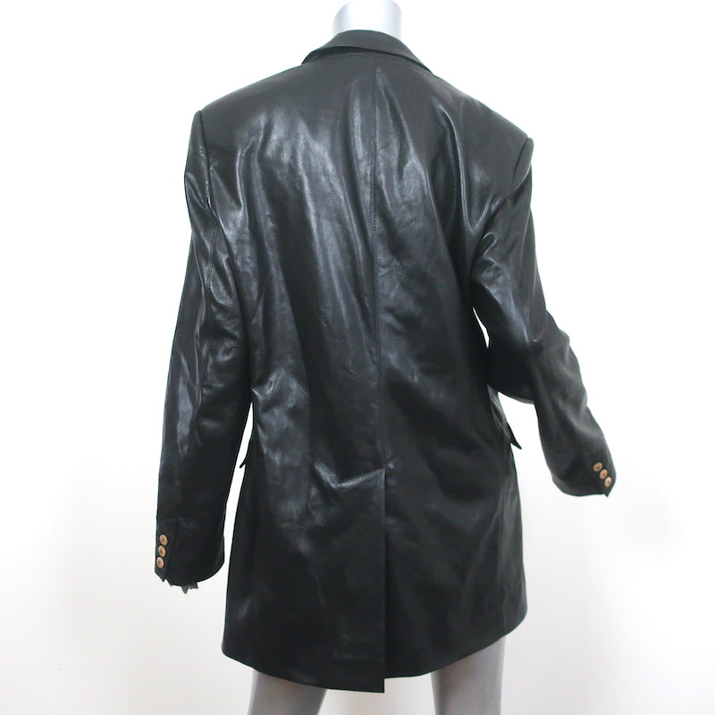 Nanushka Cancun Blazer Black Vegan Leather Size Large Two-Button Jacket