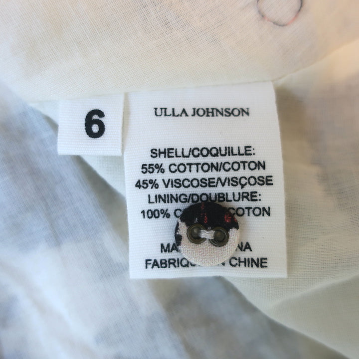 Ulla Johnson Ruffled Mini Dress Winsor Gardenia Print Voile Size 6 NEW