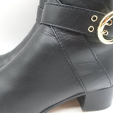 Jimmy Choo Blanka Wraparound-Buckle Ankle Boots Black Leather Size 38.5