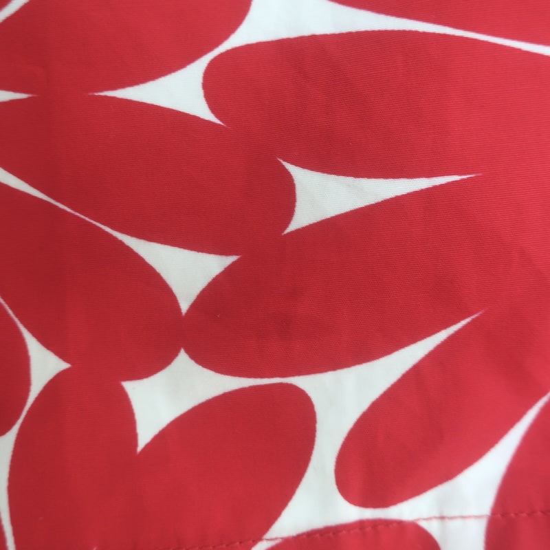 Prada Daisy Print Short Sleeve Button Down Shirt Red/White Cotton Size 42