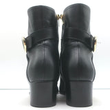 Jimmy Choo Blanka Wraparound-Buckle Ankle Boots Black Leather Size 38.5