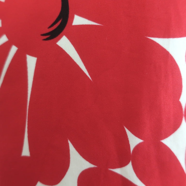 Prada Daisy Print Short Sleeve Button Down Shirt Red/White Cotton Size 42
