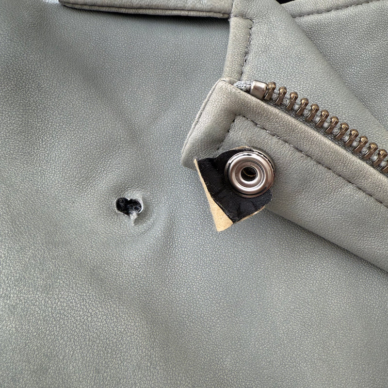 IRO Ashville Leather Moto Jacket Gray Size 36