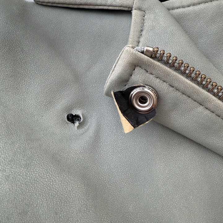 IRO Ashville Leather Moto Jacket Gray Size 36
