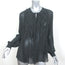 L'Agence Ruffle Blouse Tabitha Black Printed Chiffon Size Large Long Sleeve Top