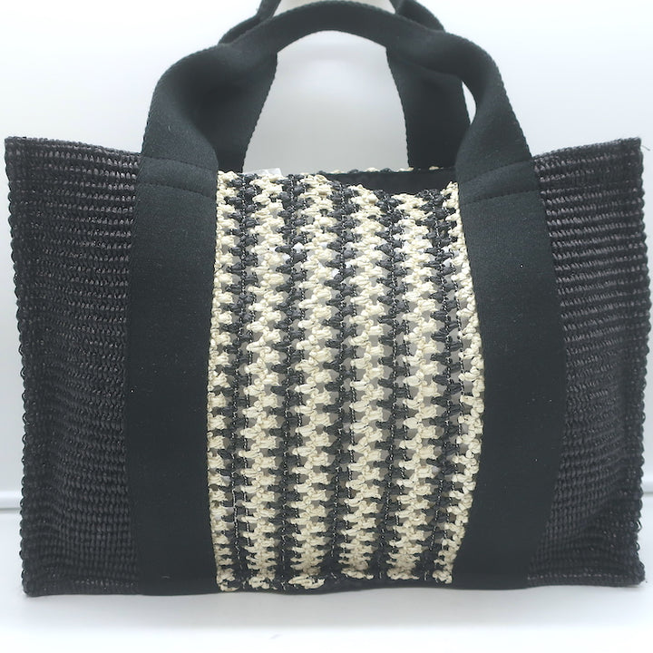 Isabel Marant Aruba Small Tote Bag Black/White Woven Raffia NEW