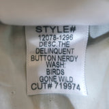 MOTHER The Delinquent Button Nerdy Wide Leg Jeans Birds Gone Wild Size 29 NEW