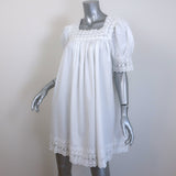 Doen Sterling Eyelet-Embroidered Puff Sleeve Mini Dress White Size Medium