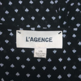 L'Agence Ruffle Blouse Tabitha Black Printed Chiffon Size Large Long Sleeve Top